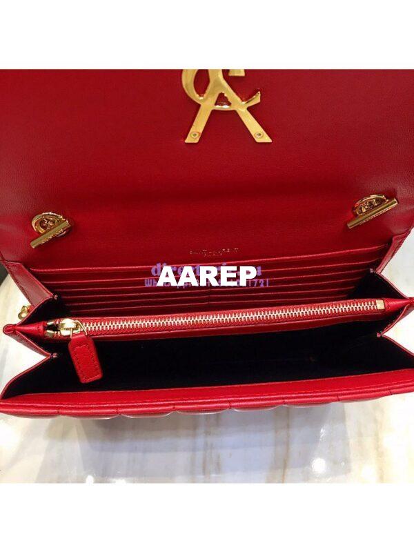 Replica Saint Laurent YSL Vicky Chain Wallet In Quilted Lambskin 554125 Red 10