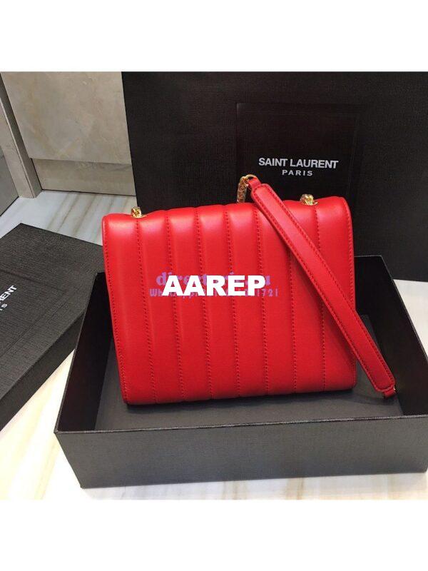 Replica Saint Laurent YSL Vicky Chain Wallet In Quilted Lambskin 554125 Red 11