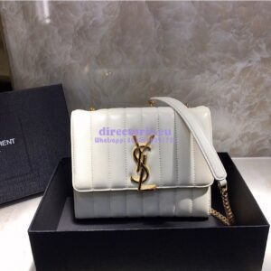 Replica Saint Laurent YSL Vicky Chain Wallet In Quilted Lambskin 554125 White