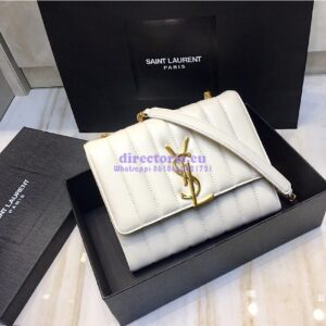 Replica Saint Laurent YSL Vicky Chain Wallet In Quilted Lambskin 554125 White 2