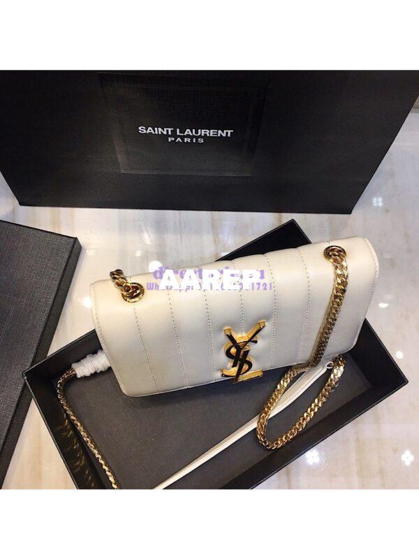 Replica Saint Laurent YSL Vicky Chain Wallet In Quilted Lambskin 554125 White 5