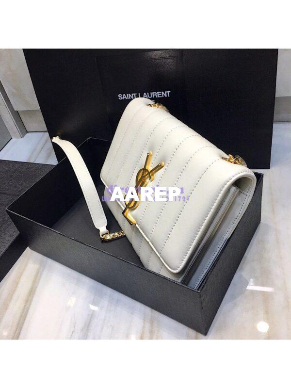 Replica Saint Laurent YSL Vicky Chain Wallet In Quilted Lambskin 554125 White 6