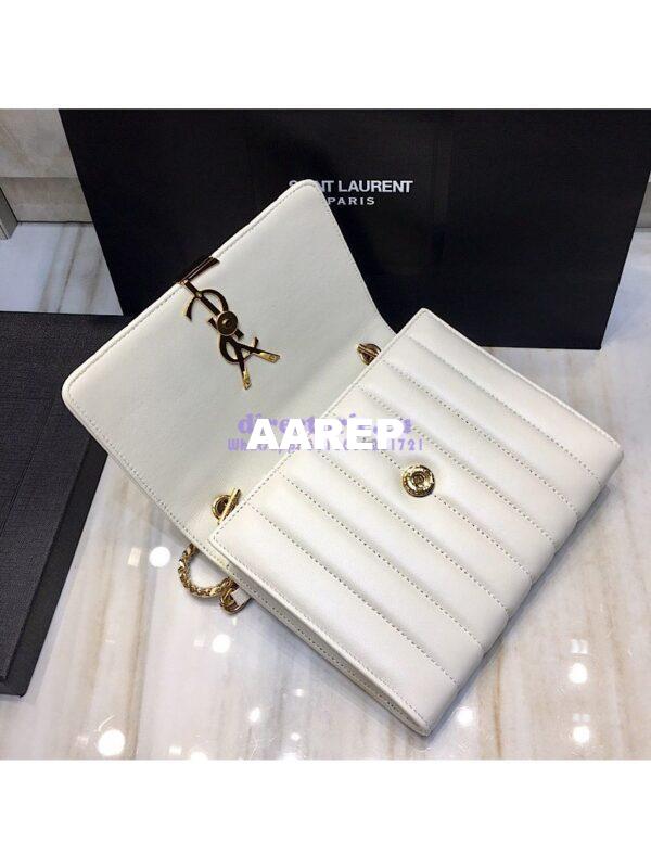 Replica Saint Laurent YSL Vicky Chain Wallet In Quilted Lambskin 554125 White 7