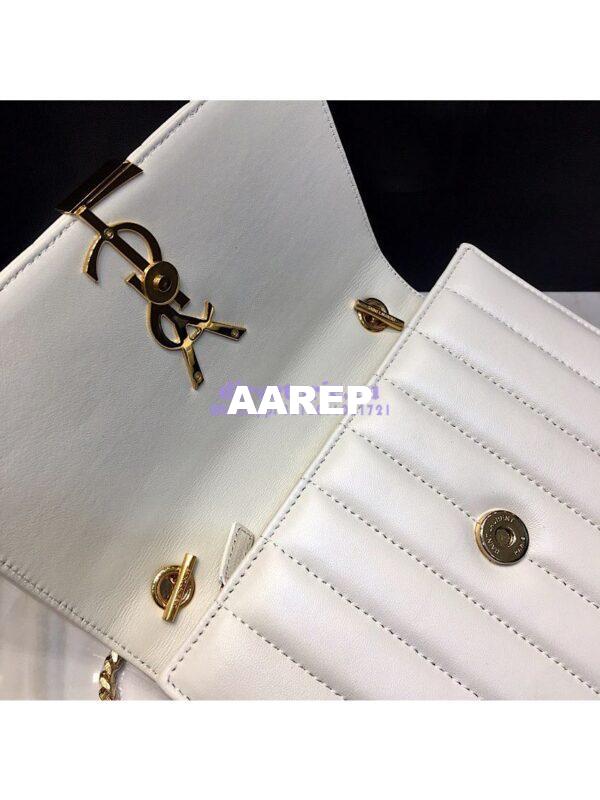 Replica Saint Laurent YSL Vicky Chain Wallet In Quilted Lambskin 554125 White 8