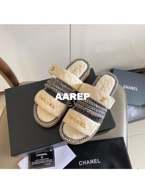 Replica Chanel Cord and Lambskin Sandals G34603 2