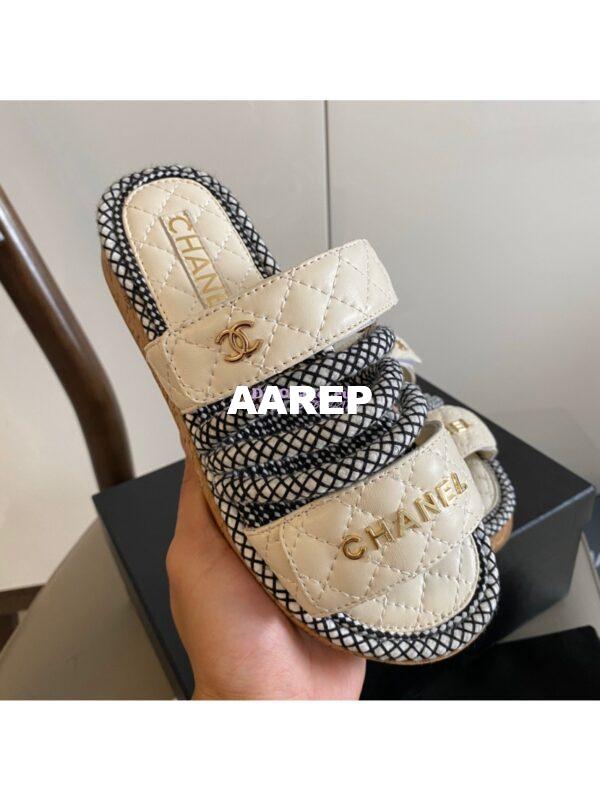 Replica Chanel Cord and Lambskin Sandals G34603 5