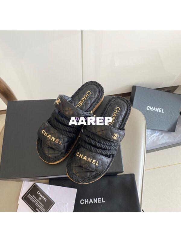 Replica Chanel Cord and Lambskin Sandals G34603 6