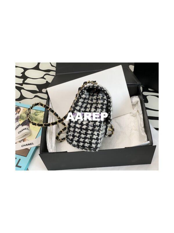 Replica Chanel Mini Flap Bag Tweed Houndstooth AS3648 Black White 5