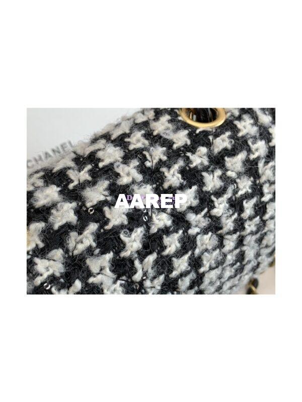 Replica Chanel Mini Flap Bag Tweed Houndstooth AS3648 Black White 6