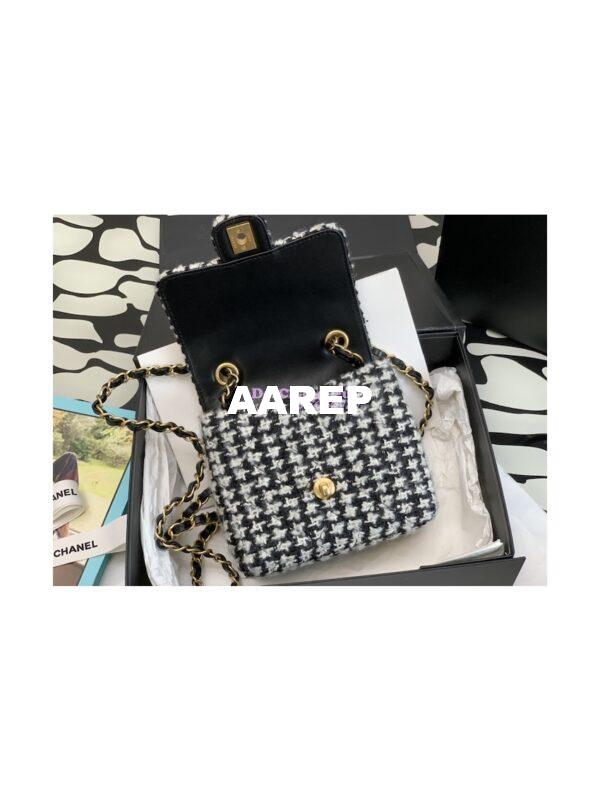 Replica Chanel Mini Flap Bag Tweed Houndstooth AS3648 Black White 8