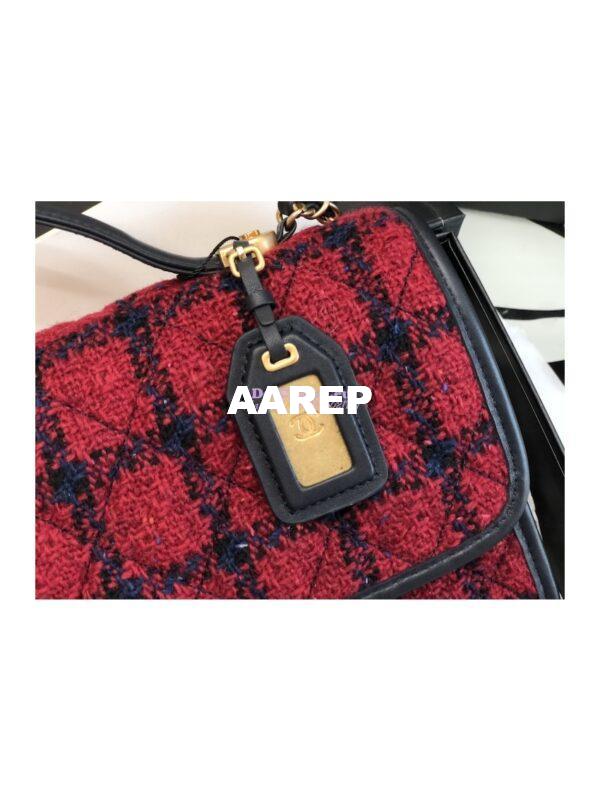 Replica Chanel Small Flap Bag With Top Handle Wool Tweed AS3653 Red, Navy Blue & Multicolor 3