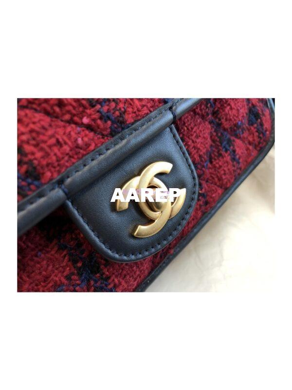 Replica Chanel Small Flap Bag With Top Handle Wool Tweed AS3653 Red, Navy Blue & Multicolor 5