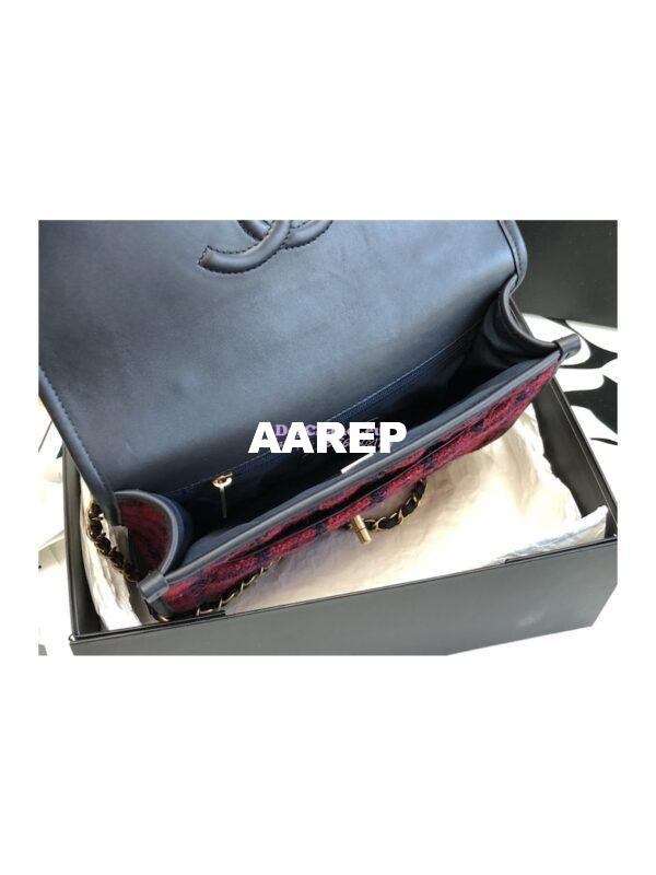 Replica Chanel Small Flap Bag With Top Handle Wool Tweed AS3653 Red, Navy Blue & Multicolor 7