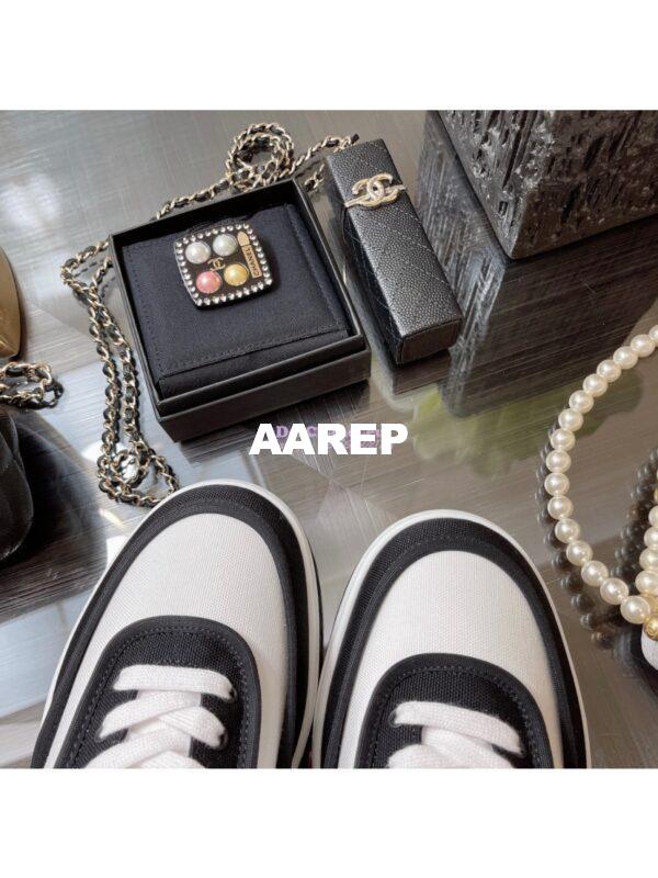 Replica Chanel Trainer Fabric Sneakers G37488 Black 7