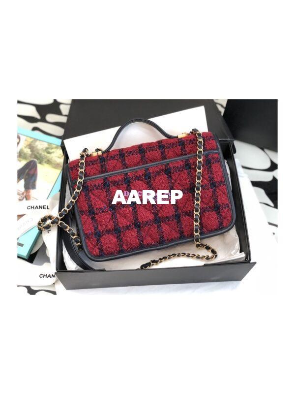 Replica Chanel Small Flap Bag With Top Handle Wool Tweed AS3653 Red, Navy Blue & Multicolor 9