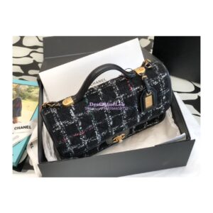 Replica Chanel Small Flap Bag With Top Handle Wool Tweed AS3653 Black, White & Multicolor 2