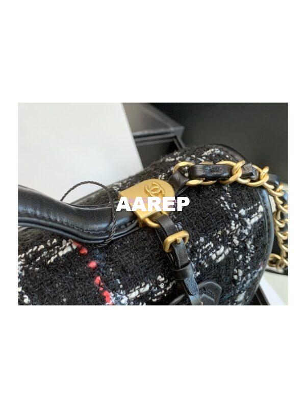 Replica Chanel Small Flap Bag With Top Handle Wool Tweed AS3653 Black, White & Multicolor 5