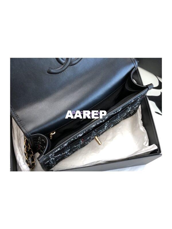 Replica Chanel Small Flap Bag With Top Handle Wool Tweed AS3653 Black, White & Multicolor 6