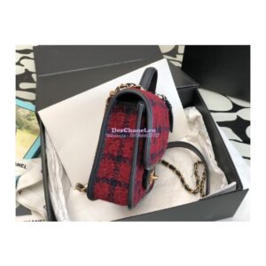Replica Chanel Small Flap Bag With Top Handle Cotton & Wool Tweed AS3652 Red, Navy Blue & Multicolor 2