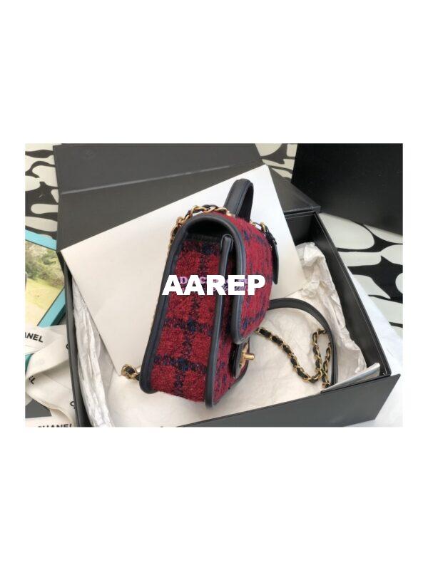 Replica Chanel Small Flap Bag With Top Handle Cotton & Wool Tweed AS3652 Red, Navy Blue & Multicolor 4