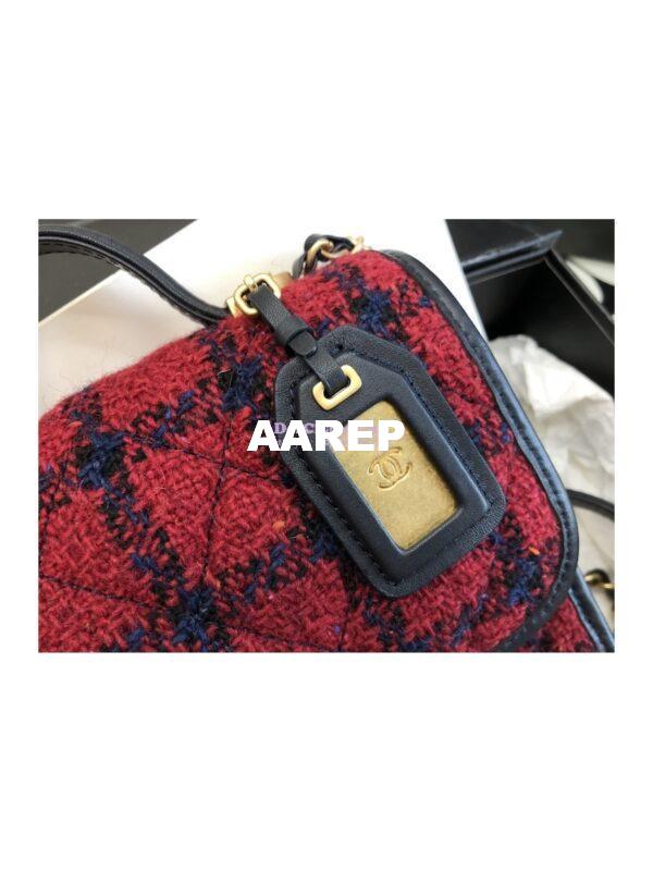 Replica Chanel Small Flap Bag With Top Handle Cotton & Wool Tweed AS3652 Red, Navy Blue & Multicolor 6