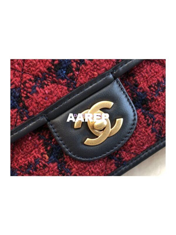 Replica Chanel Small Flap Bag With Top Handle Cotton & Wool Tweed AS3652 Red, Navy Blue & Multicolor 7
