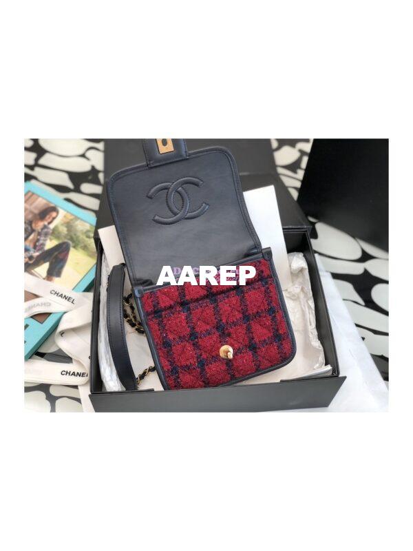 Replica Chanel Small Flap Bag With Top Handle Cotton & Wool Tweed AS3652 Red, Navy Blue & Multicolor 8