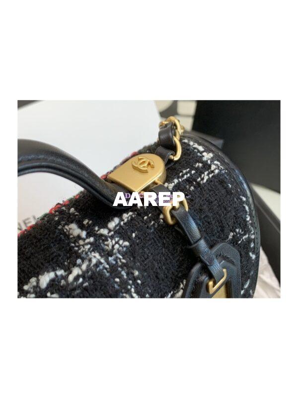 Replica Chanel Small Flap Bag With Top Handle Cotton & Wool Tweed AS3652 Black, White & Multicolour 6
