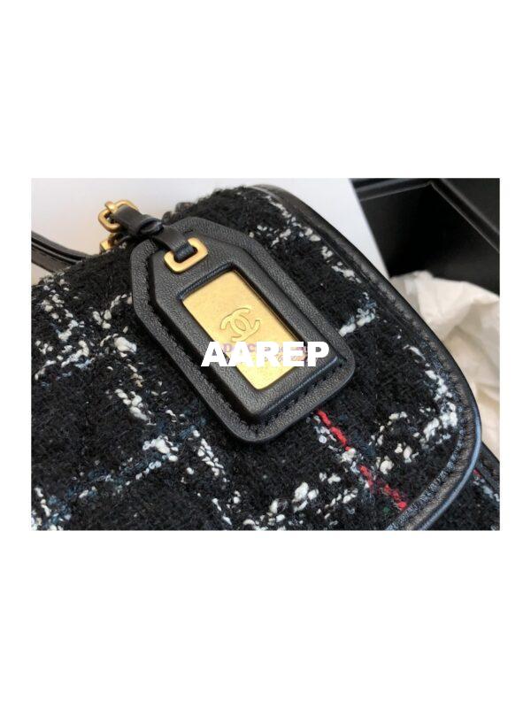 Replica Chanel Small Flap Bag With Top Handle Cotton & Wool Tweed AS3652 Black, White & Multicolour 7
