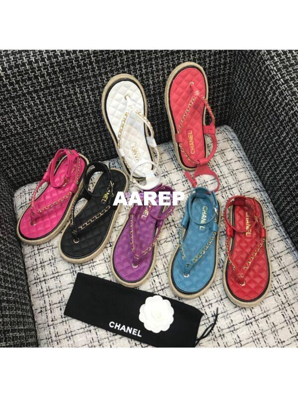 Replica Chanel Lambskin Coral Sandals G36921