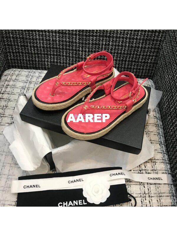 Replica Chanel Lambskin Coral Sandals G36921 2