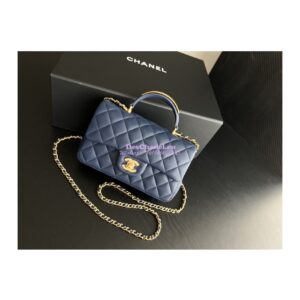 Replica Chanel Lambskin Mini Flap Bag With Metal Top Handle AS2431 Blue 2