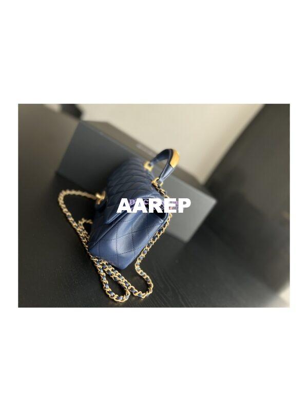Replica Chanel Lambskin Mini Flap Bag With Metal Top Handle AS2431 Blue 3