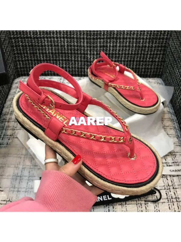 Replica Chanel Lambskin Coral Sandals G36921 4