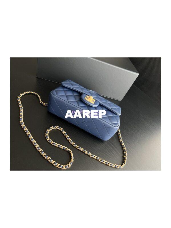 Replica Chanel Lambskin Mini Flap Bag With Metal Top Handle AS2431 Blue 5