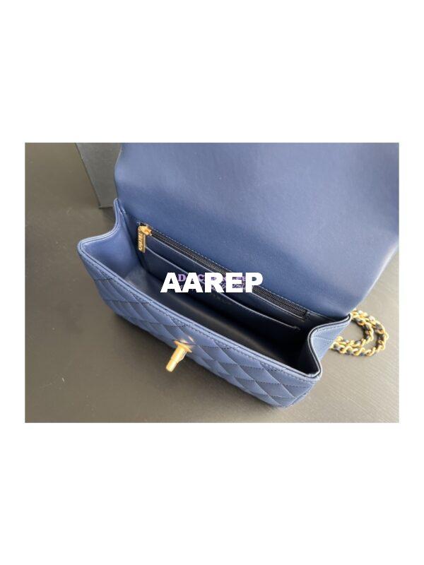 Replica Chanel Lambskin Mini Flap Bag With Metal Top Handle AS2431 Blue 6