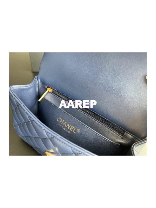 Replica Chanel Lambskin Mini Flap Bag With Metal Top Handle AS2431 Blue 7