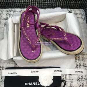 Replica Chanel Lambskin Purple Sandals G36921 2