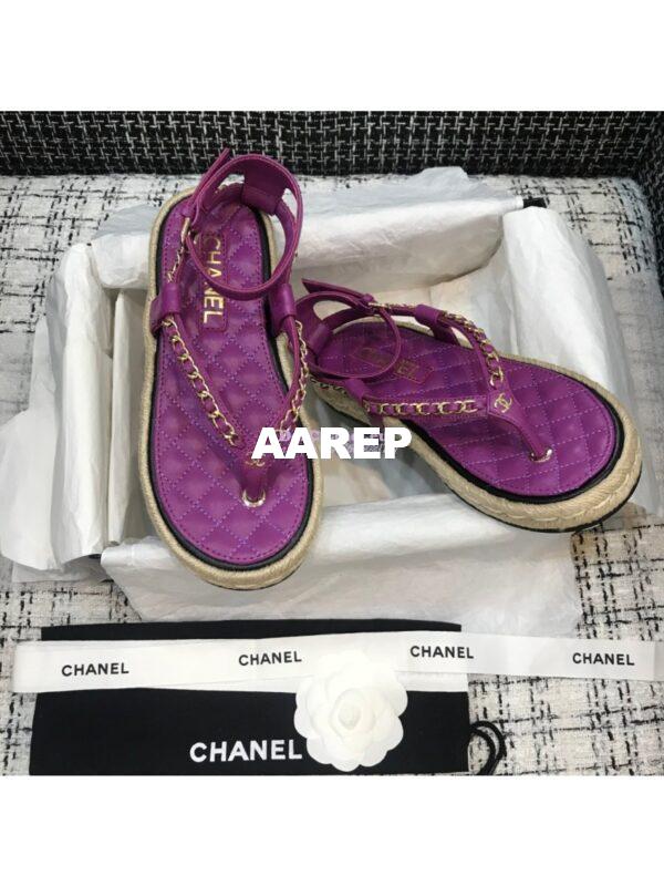 Replica Chanel Lambskin Purple Sandals G36921 2