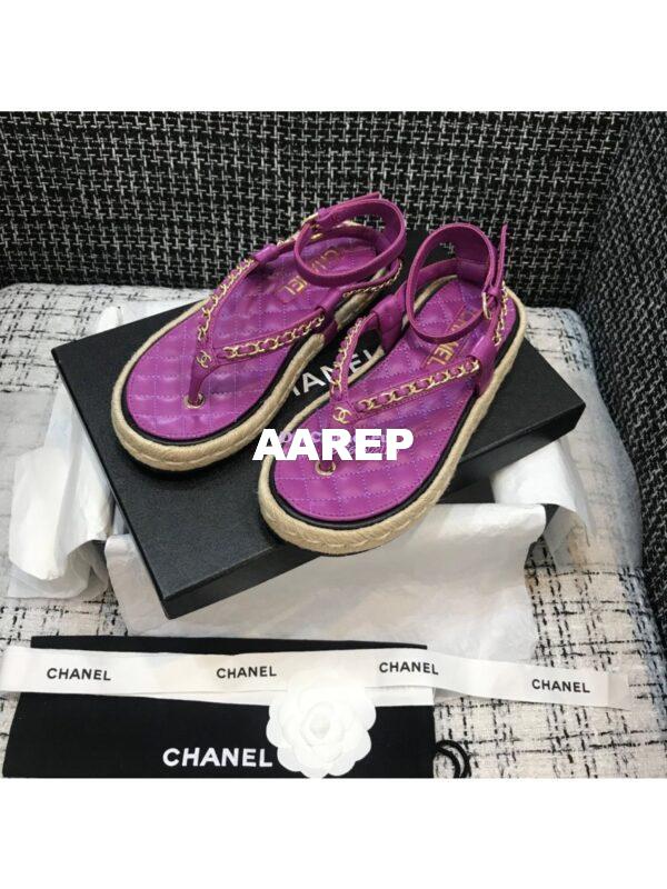 Replica Chanel Lambskin Purple Sandals G36921 3