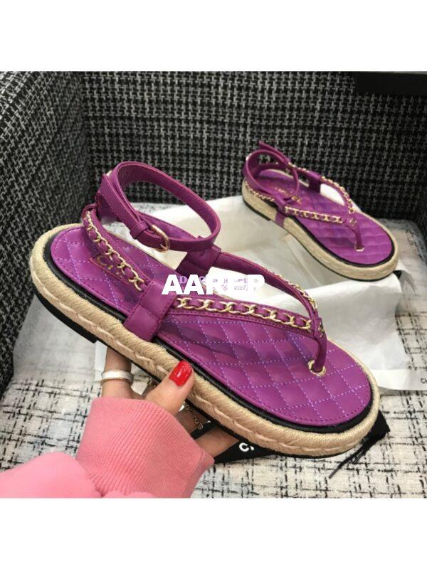 Replica Chanel Lambskin Purple Sandals G36921 4