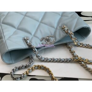 Replica Chanel 19 Shopping Bag Lambskin AS3519 Light Blue 2