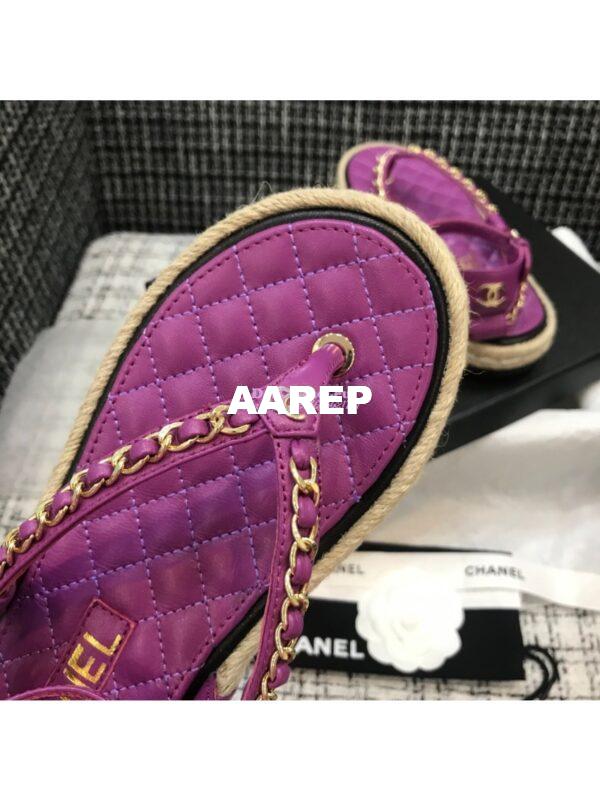 Replica Chanel Lambskin Purple Sandals G36921 6