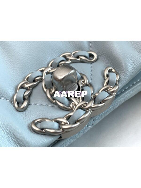 Replica Chanel 19 Shopping Bag Lambskin AS3519 Light Blue 3