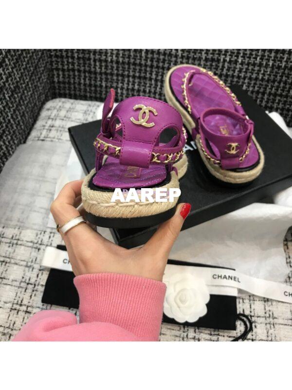 Replica Chanel Lambskin Purple Sandals G36921 7