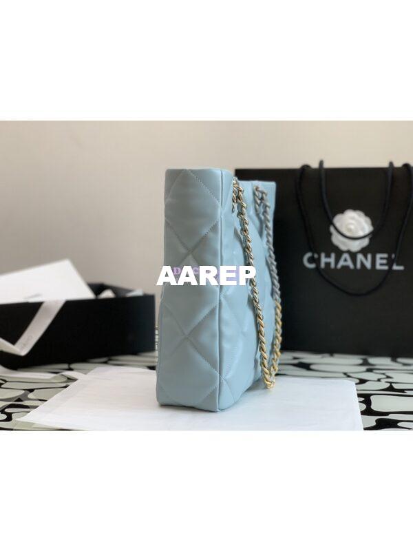 Replica Chanel 19 Shopping Bag Lambskin AS3519 Light Blue 4
