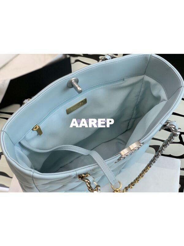 Replica Chanel 19 Shopping Bag Lambskin AS3519 Light Blue 5