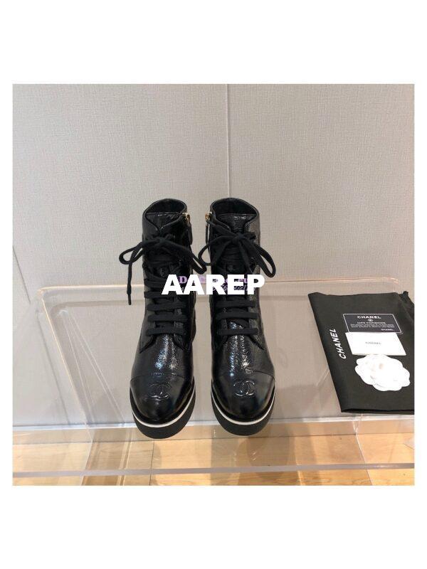 Replica Chanel Lace-Ups Shiny Crumpled Lambskin G36435 3