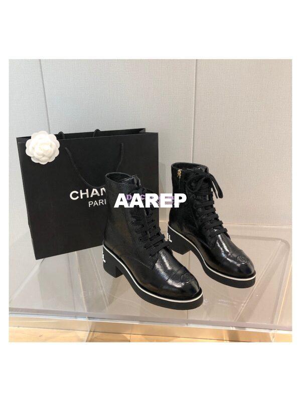Replica Chanel Lace-Ups Shiny Crumpled Lambskin G36435 4