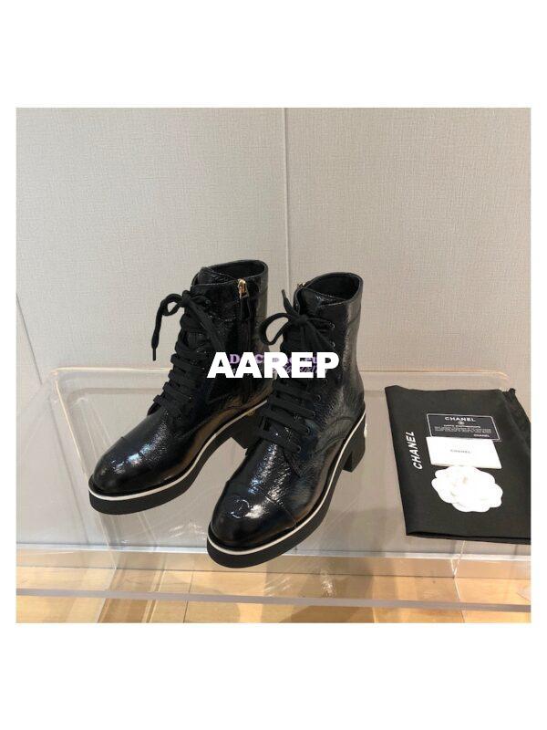 Replica Chanel Lace-Ups Shiny Crumpled Lambskin G36435 5